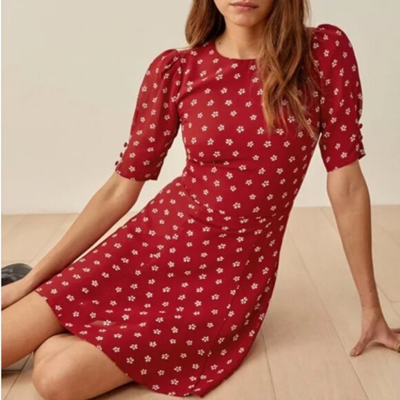 Reformation Red Floral Dress - Picture 1 of 16